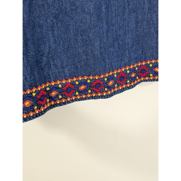 Gap Denim Multicolor Embroidered Sleeveless Jean Top Size L Women's Pocahontas - Picture 6 of 8